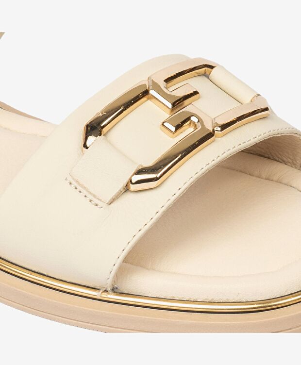 Kadın Bej Hakiki Deri Sandalet - 5