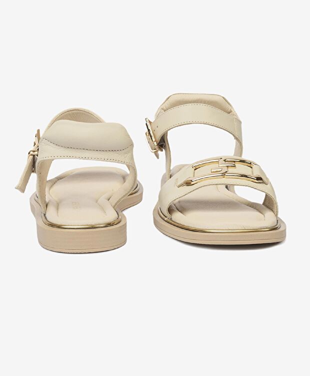 Kadın Bej Hakiki Deri Sandalet - 7