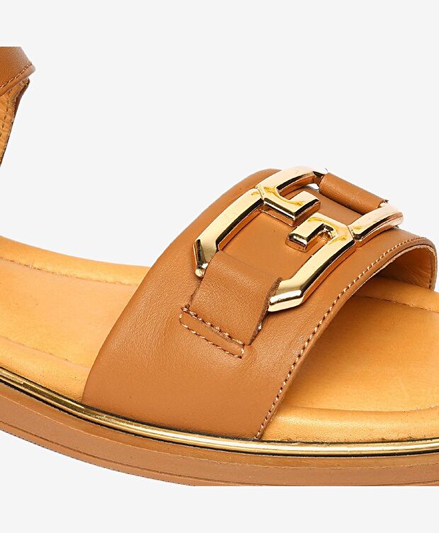 Kadın Taba Hakiki Deri Sandalet - 5