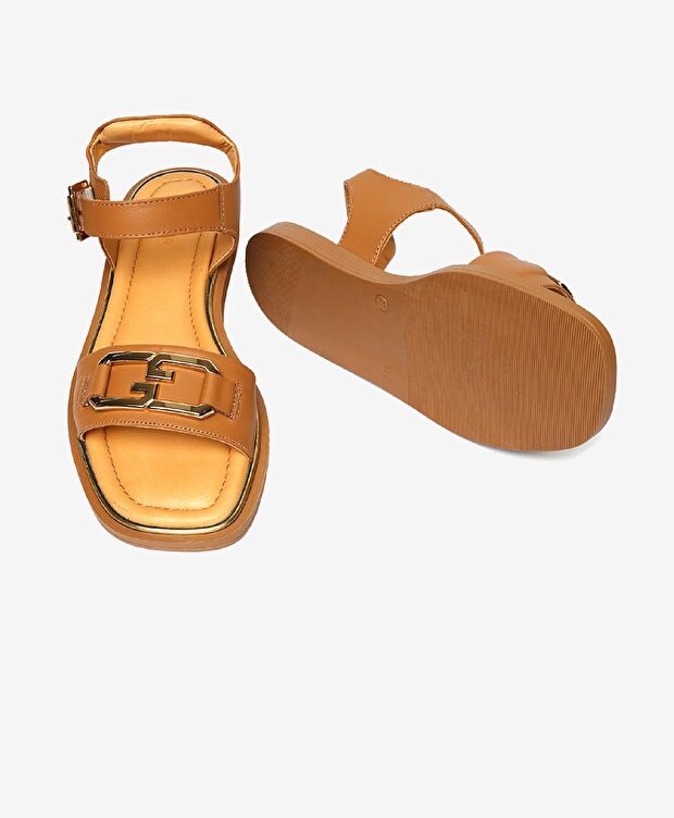 Kadın Taba Hakiki Deri Sandalet - 6