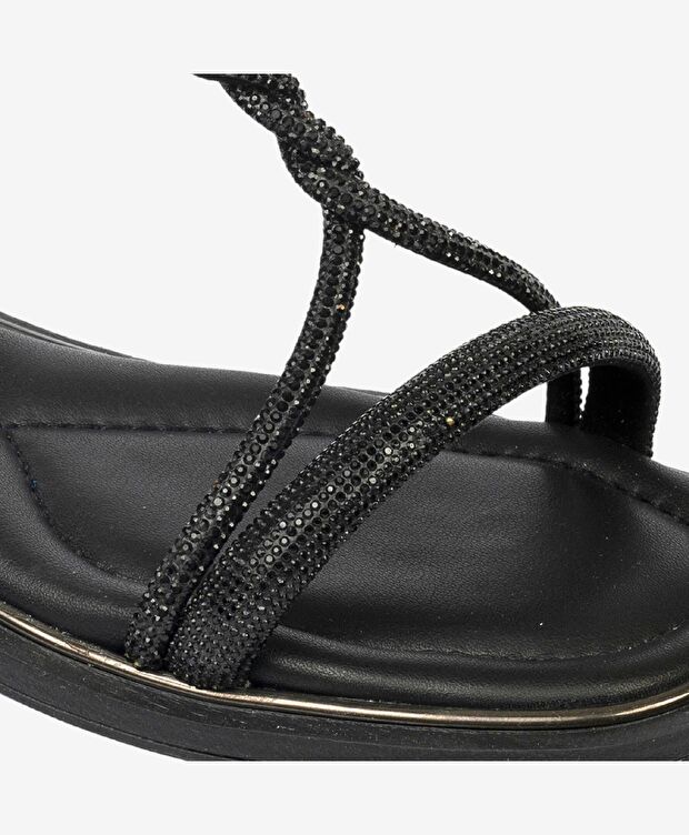 Kadın Siyah Hakiki Deri Sandalet - 5