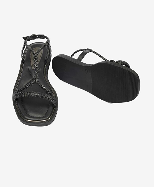 Kadın Siyah Hakiki Deri Sandalet - 6