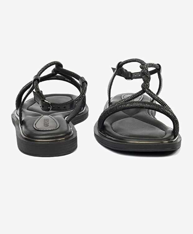 Kadın Siyah Hakiki Deri Sandalet - 7