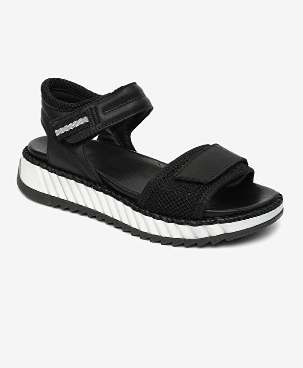 Kadın Siyah Hakiki Deri Sandalet - 2