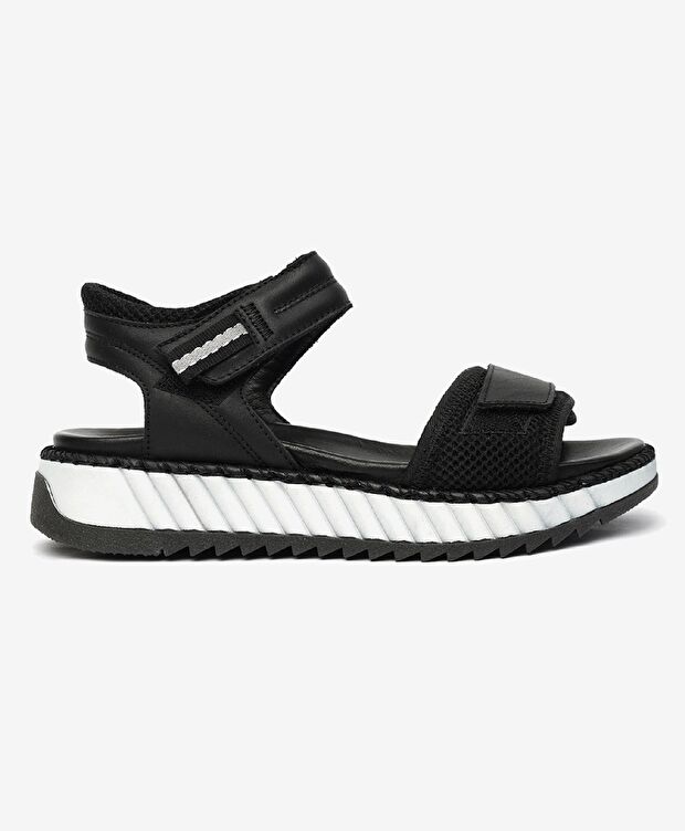 Kadın Siyah Hakiki Deri Sandalet - 1