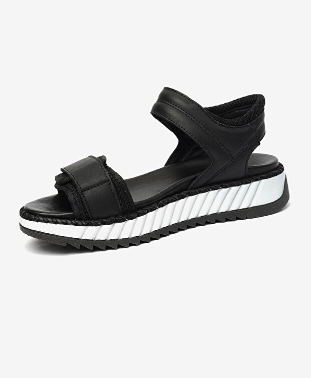 Kadın Siyah Hakiki Deri Sandalet - 3