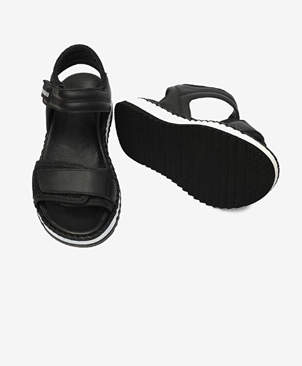 Kadın Siyah Hakiki Deri Sandalet - 6