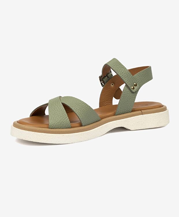 Kadın Su Yeşili Hakiki Deri Sandalet - 3