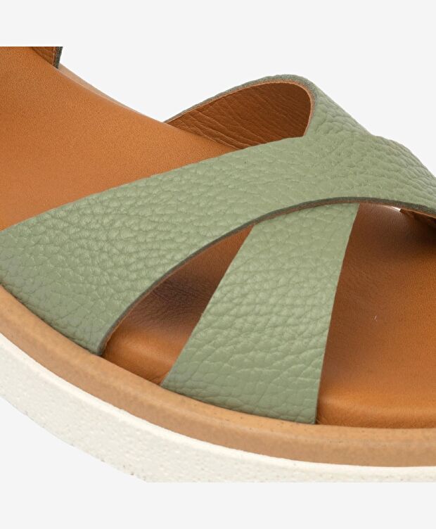 Kadın Su Yeşili Hakiki Deri Sandalet - 5