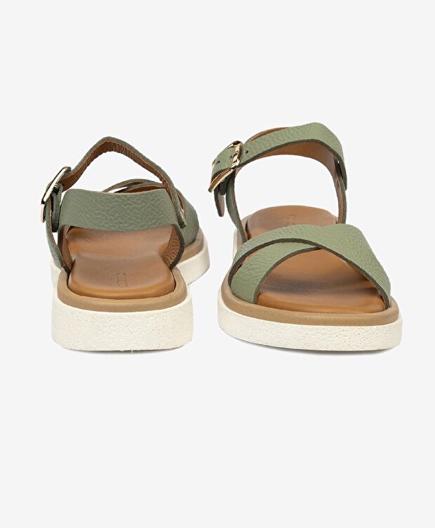 Kadın Su Yeşili Hakiki Deri Sandalet - 7