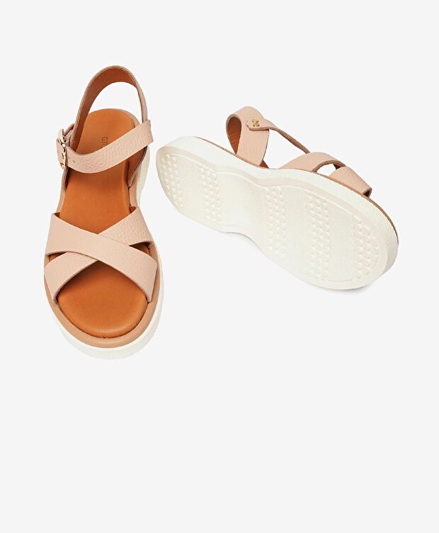 Kadın Pudra Hakiki Deri Sandalet - 6