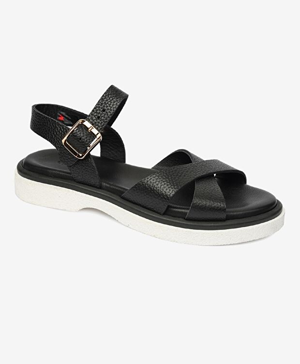 Kadın Siyah Hakiki Deri Sandalet - 2