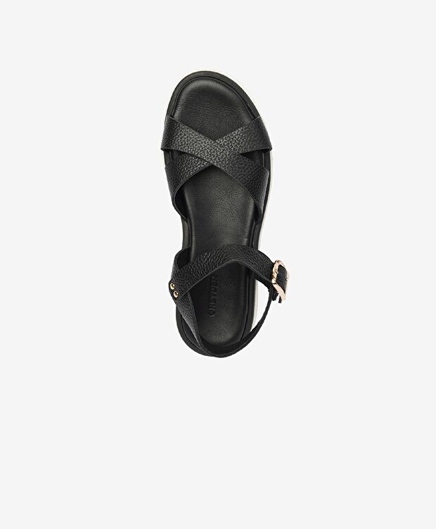 Kadın Siyah Hakiki Deri Sandalet - 4