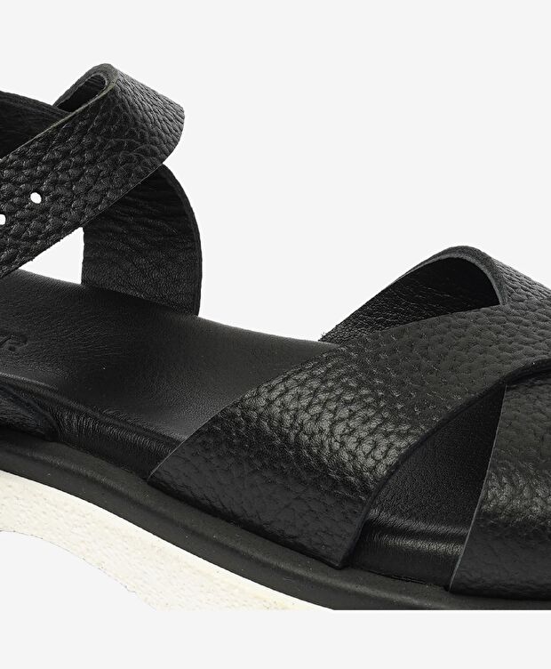 Kadın Siyah Hakiki Deri Sandalet - 5