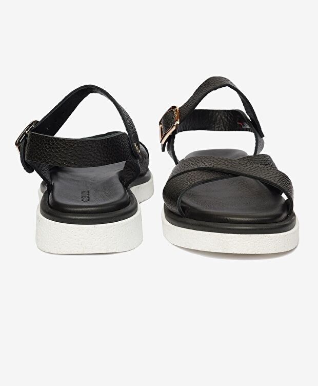 Kadın Siyah Hakiki Deri Sandalet - 7