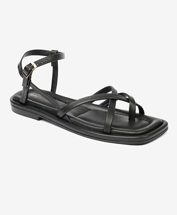 Kadın Siyah Hakiki Deri Sandalet - 2