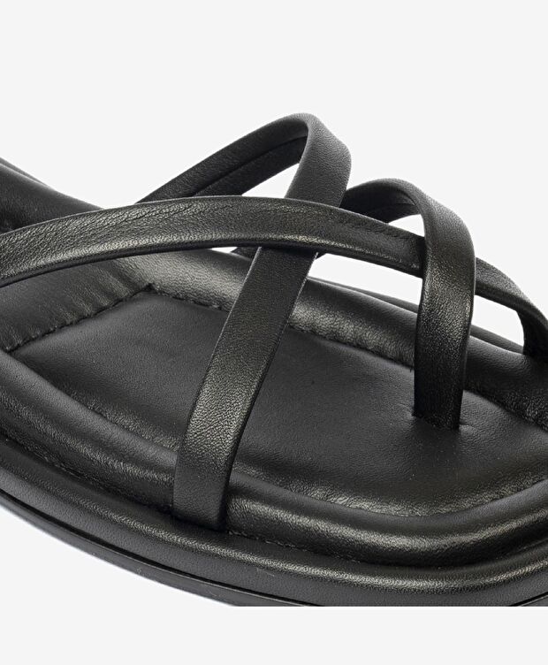 Kadın Siyah Hakiki Deri Sandalet - 5