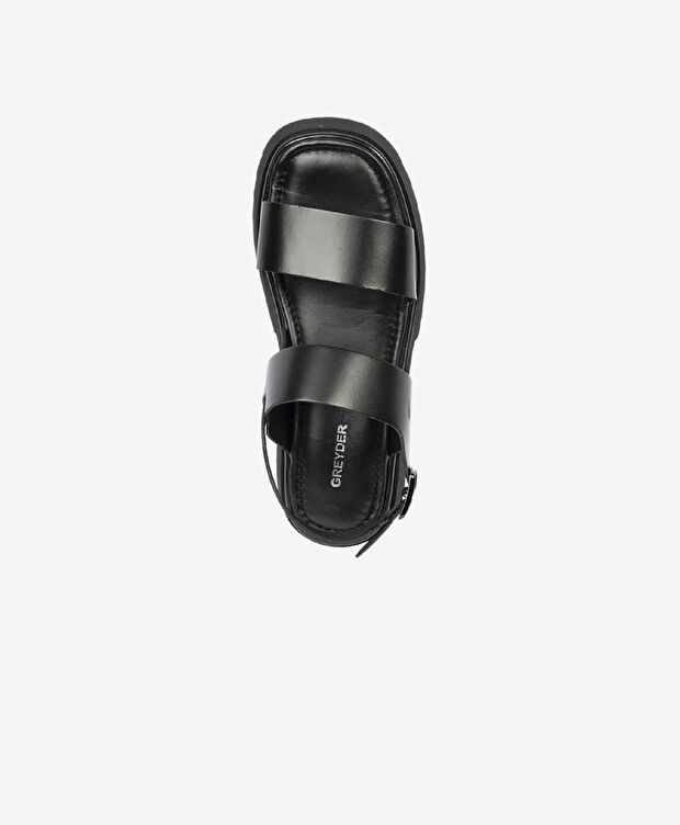 Kadın Siyah Hakiki Deri Sandalet - 4