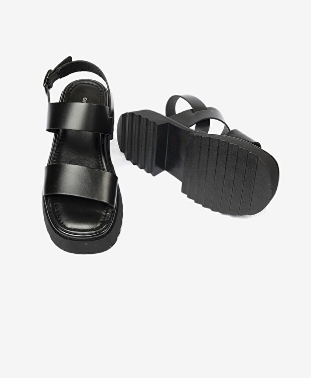 Kadın Siyah Hakiki Deri Sandalet - 6