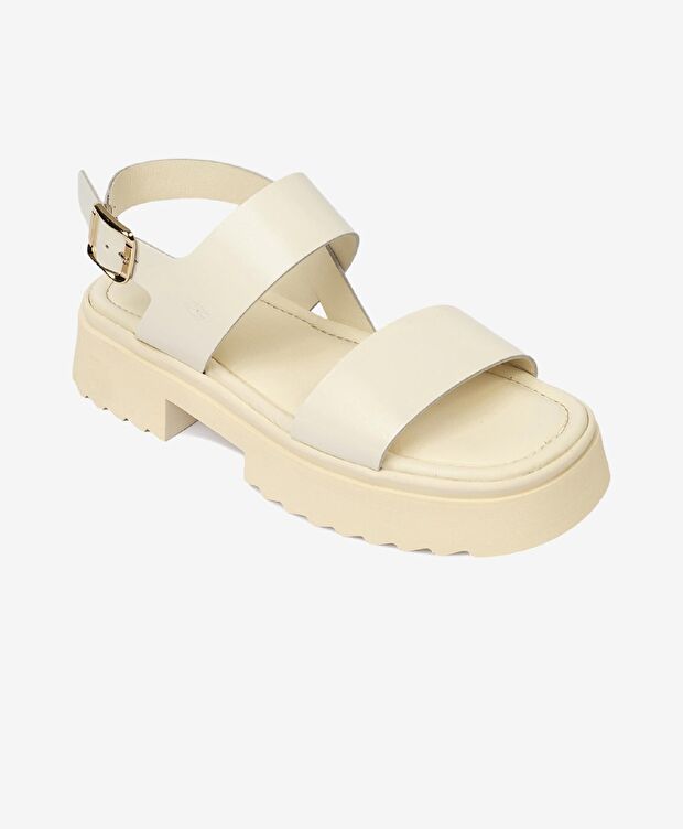 Kadın Bej Hakiki Deri Sandalet - 2