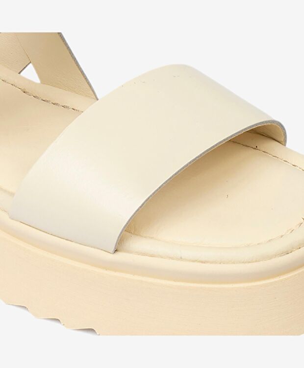 Kadın Bej Hakiki Deri Sandalet - 5