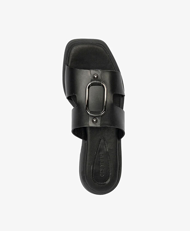 Kadın Siyah Hakiki Deri Terlik - 4