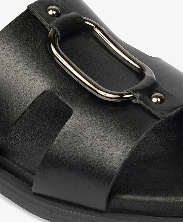 Kadın Siyah Hakiki Deri Terlik - 5