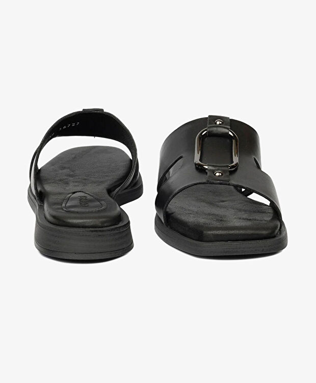 Kadın Siyah Hakiki Deri Terlik - 7