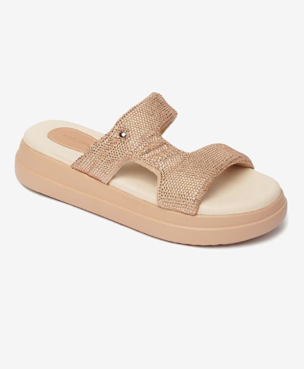 Kadın Krem Hakiki Deri Terlik - 2