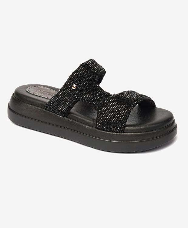 Kadın Siyah Hakiki Deri Terlik - 2