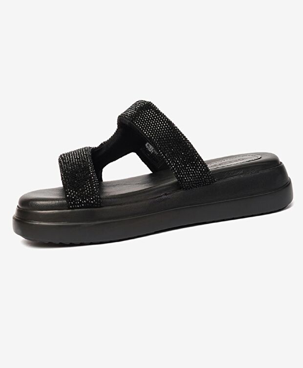 Kadın Siyah Hakiki Deri Terlik - 3