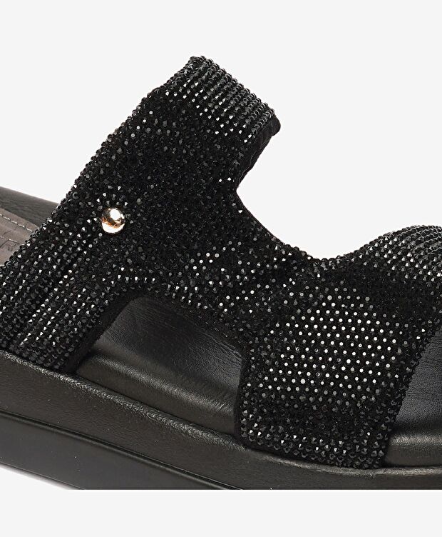 Kadın Siyah Hakiki Deri Terlik - 5