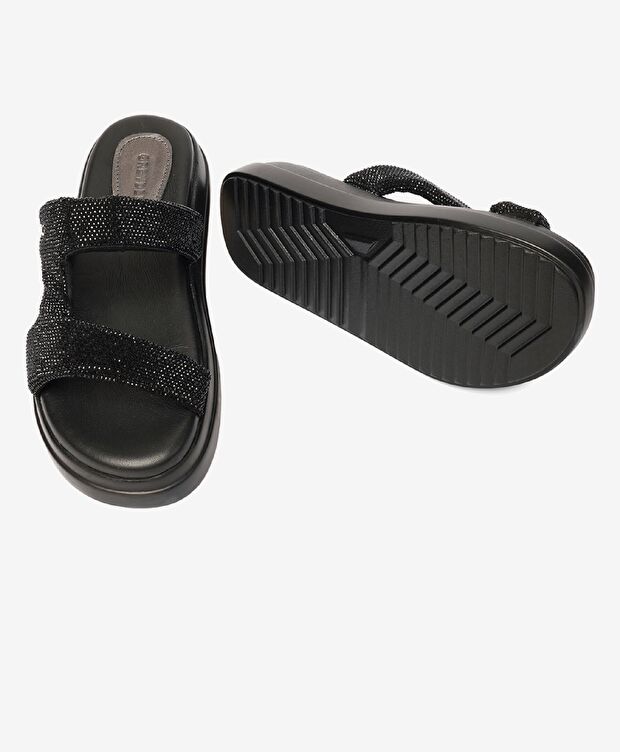 Kadın Siyah Hakiki Deri Terlik - 6