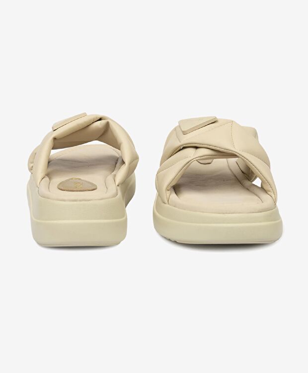 Kadın Krem Hakiki Deri Terlik - 7