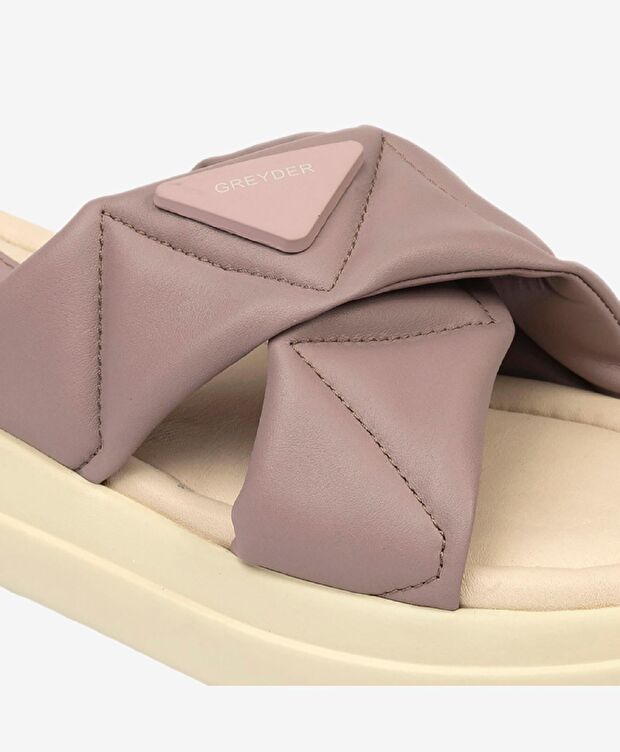 Kadın Lila Hakiki Deri Terlik - 5