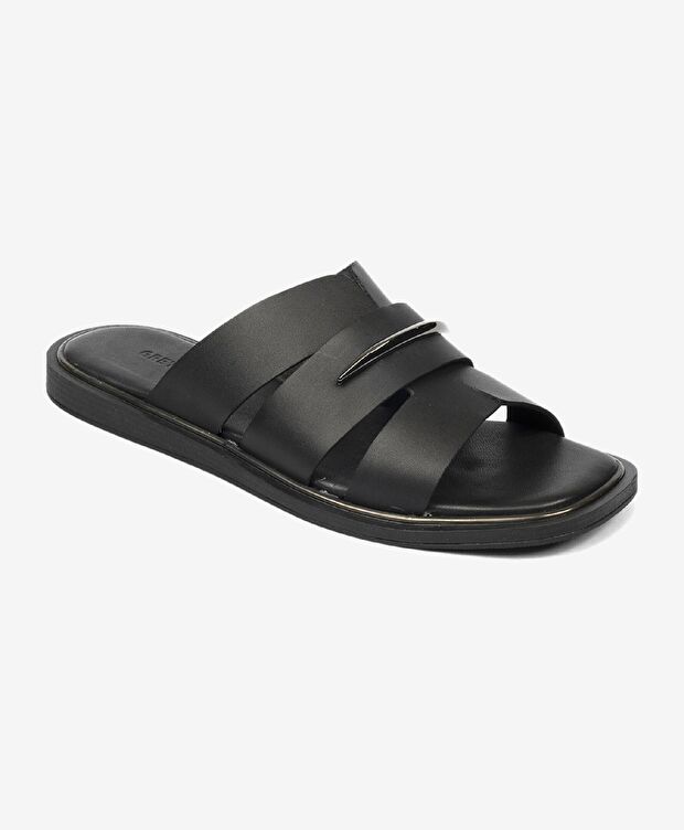 Kadın Siyah Hakiki Deri Terlik - 2