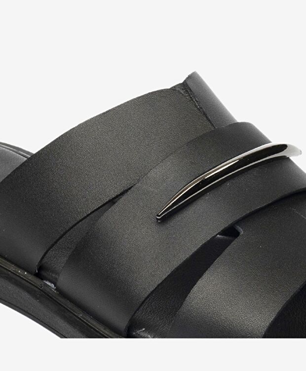 Kadın Siyah Hakiki Deri Terlik - 5