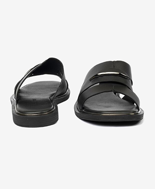 Kadın Siyah Hakiki Deri Terlik - 7