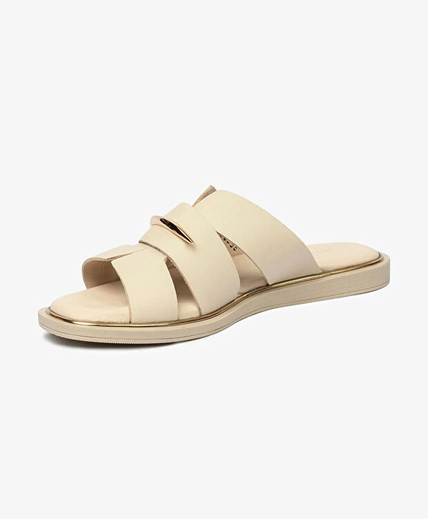 Kadın Bej Hakiki Deri Terlik - 3