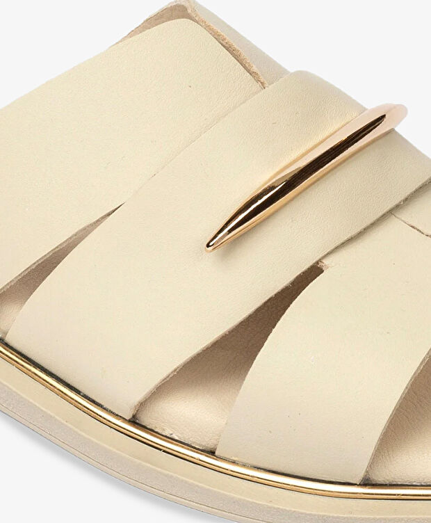 Kadın Bej Hakiki Deri Terlik - 5