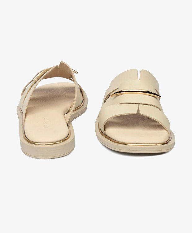 Kadın Bej Hakiki Deri Terlik - 7