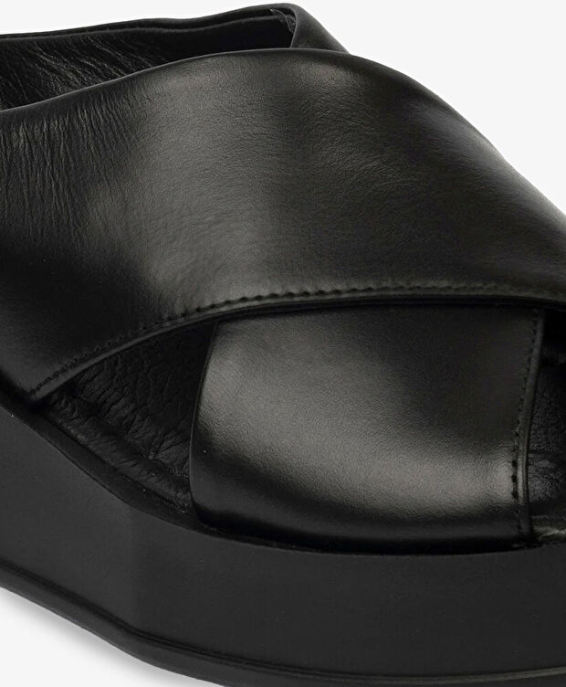 Kadın Siyah Hakiki Deri Topuklu Terlik - 5