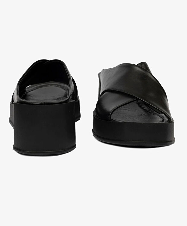 Kadın Siyah Hakiki Deri Topuklu Terlik - 7