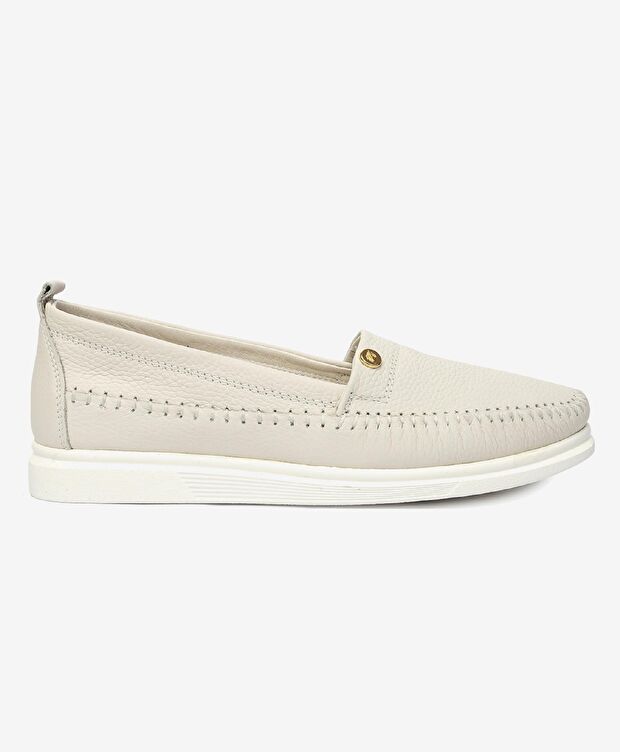 Kadın Kirli Beyaz Hakiki Deri Casual Ayakkabı - 1