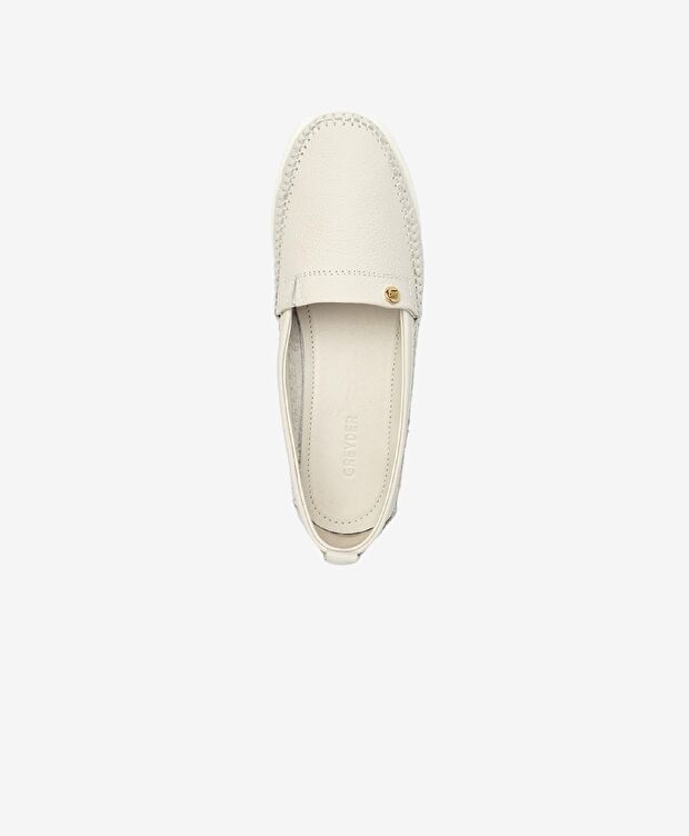 Kadın Kirli Beyaz Hakiki Deri Casual Ayakkabı - 4