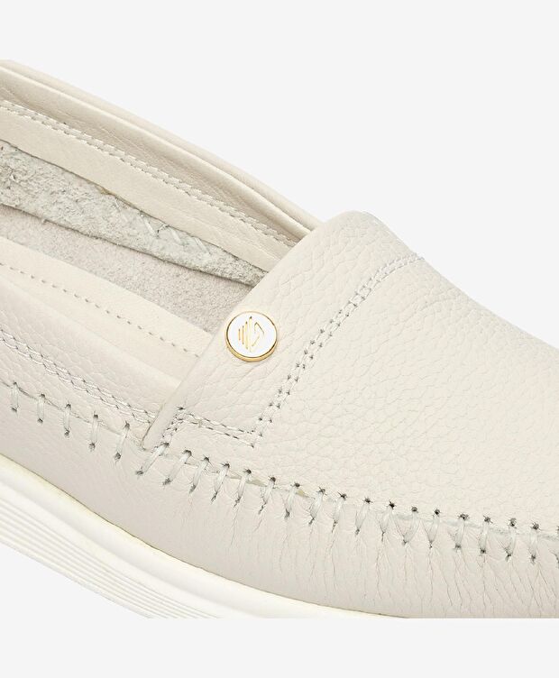 Kadın Kirli Beyaz Hakiki Deri Casual Ayakkabı - 5