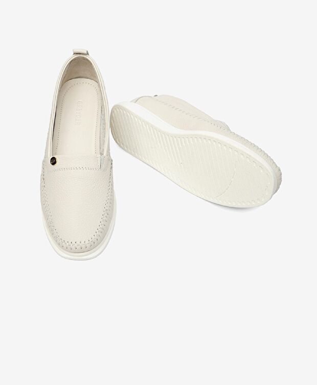 Kadın Kirli Beyaz Hakiki Deri Casual Ayakkabı - 6