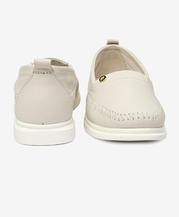 Kadın Kirli Beyaz Hakiki Deri Casual Ayakkabı - 7