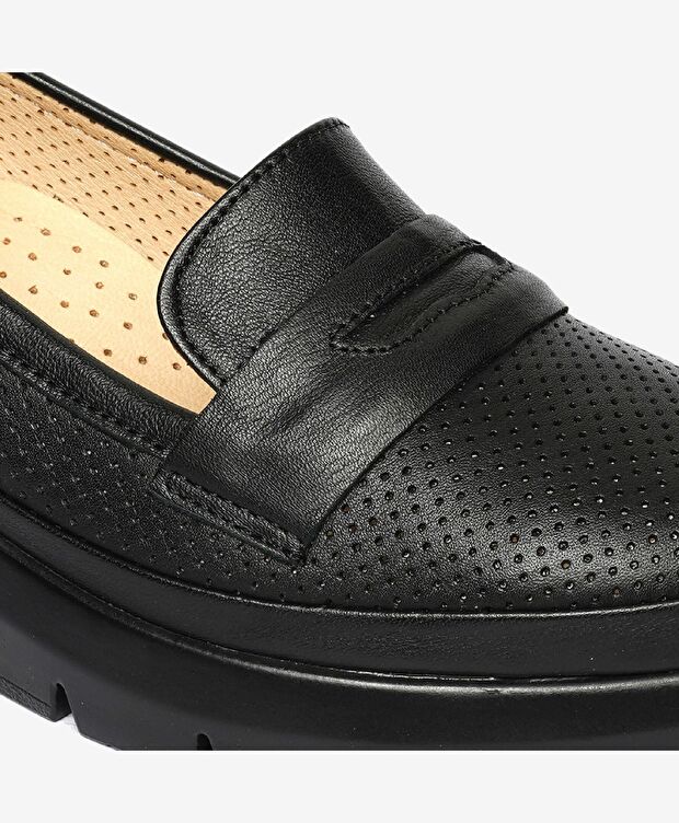 Kadın Siyah Hakiki Deri Casual Ayakkkabı - 5