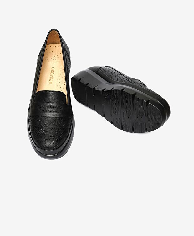 Kadın Siyah Hakiki Deri Casual Ayakkkabı - 6